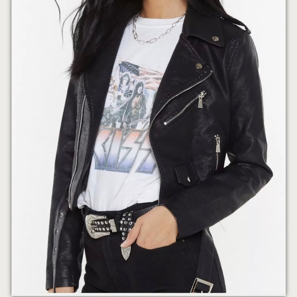 Faux Leather Cropped Jacket -Nasty Gal size XL